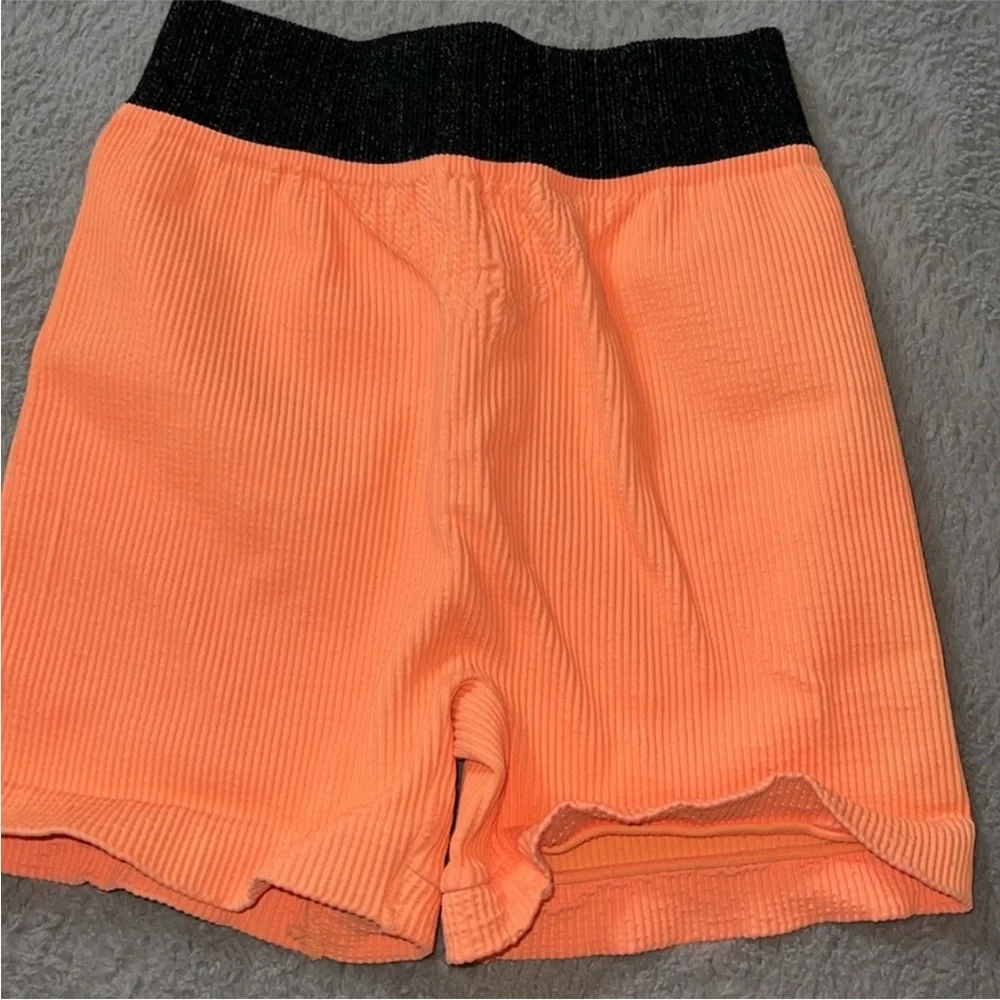Free People Movement Prajna ribbed biker shorts Orange Size M/L_4
